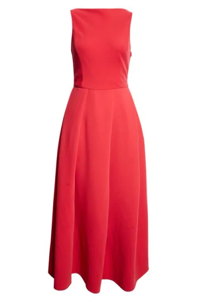 Emporio Armani Techno Cady Sleeveless Maxi Dress In Red
