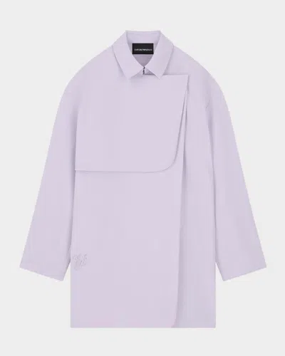 Emporio Armani Techno Cady Trench Coat In Purple