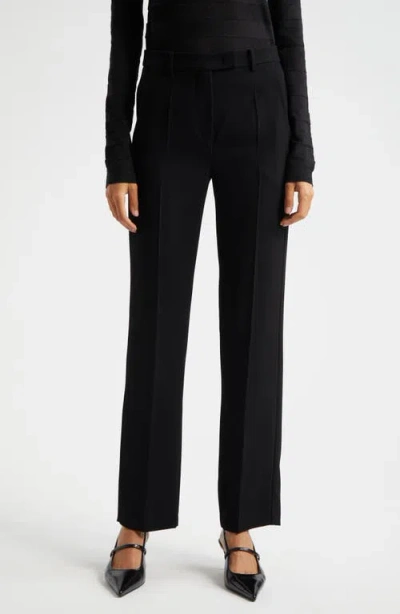 Emporio Armani Techno Gabardine Straight Leg Pants In Solid Black