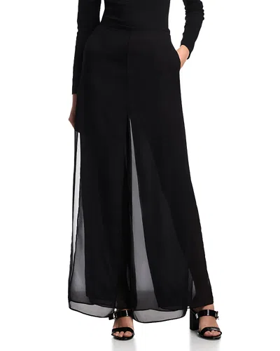 Emporio Armani Techno Georgette Multi Layer Trousers In Black