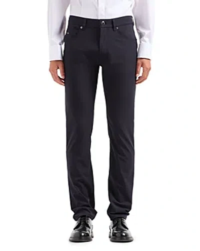 Emporio Armani Men's Five-pocket Stretch Wool Pants In Blue