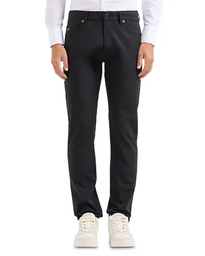 Emporio Armani Techno Stretch Five Pocket Pants In Solid Black
