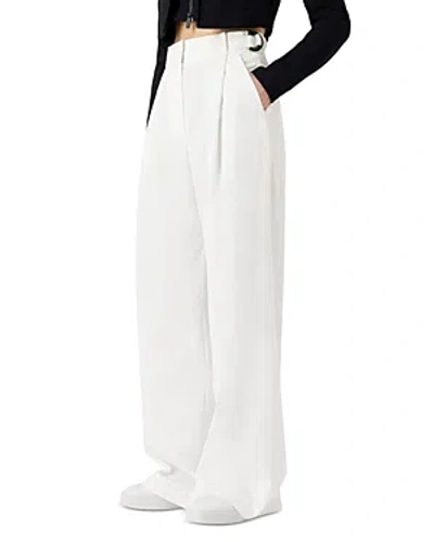 Emporio Armani Techno Wide Leg Trousers In White