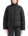 Emporio Armani Basket-weave High-neck Jacket In Solid Black