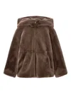 Emporio Armani Dove Grey Artificial Fur Coats In Brown