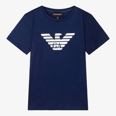 Emporio Armani Teen Boys Blue Cotton Eagle T-shirt