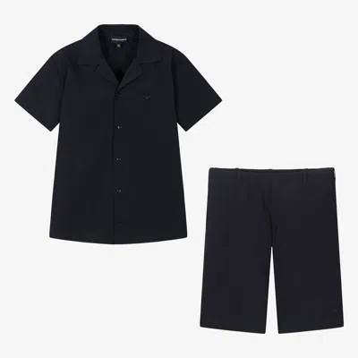 Emporio Armani Teen Boys Blue Shirt & Shorts Set