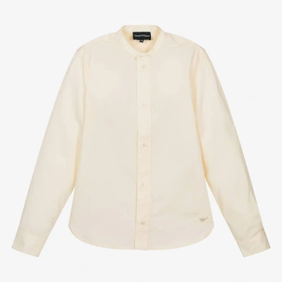 Emporio Armani Teen Boys Ivory Cotton Collarless Shirt