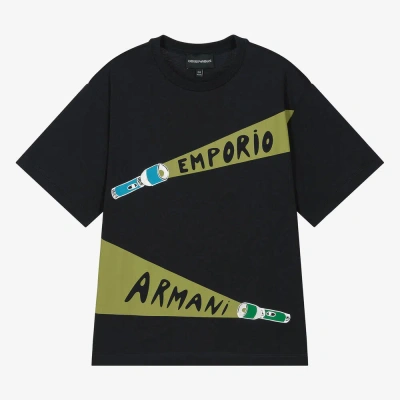 Emporio Armani Teen Boys Navy Blue Torch Print T-shirt
