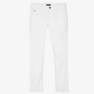 Emporio Armani Teen Boys White Cotton Trousers