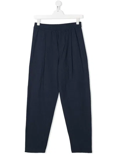 Emporio Armani Teen Striped Trousers In Blue
