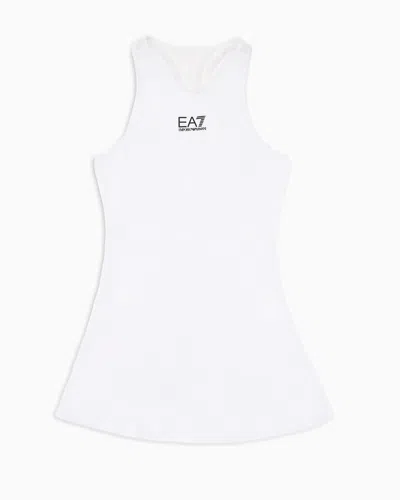 Emporio Armani Kids' Tennis Pro Girl Dress In Ventus7 Technical Fabric In White