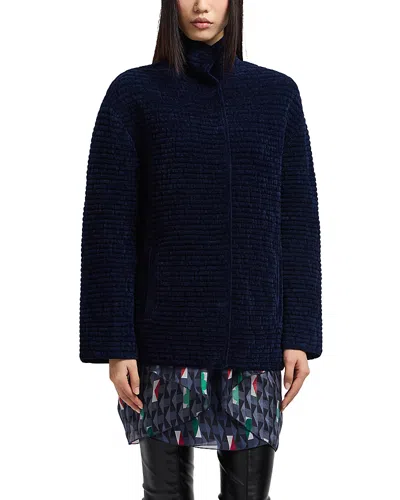 Emporio Armani Terry Effect Chenille Jacket In Blue