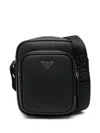 Emporio Armani Textured Black Messenger Bag In Black