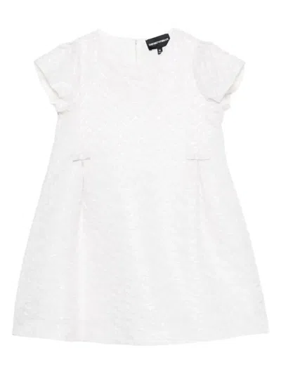 Emporio Armani Kids' Textured Bow-detail Dress In White