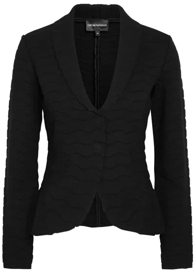 Emporio Armani Textured Close-knit Blazer In Black