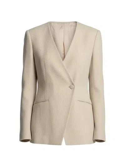 Emporio Armani Textured Collarless Blazer In Multi