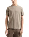 Emporio Armani Textured Cotton Allover Jacquard Chevron Motif Tee In Tan