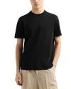 Emporio Armani Short Sleeve Textured Wool Crewneck Sweater In Black
