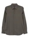 Emporio Armani Textured Cotton Shirt In Green