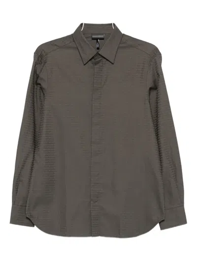 Emporio Armani Textured Cotton Shirt In Green