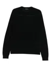 Emporio Armani Textured Crew-neck Sweater In Blue