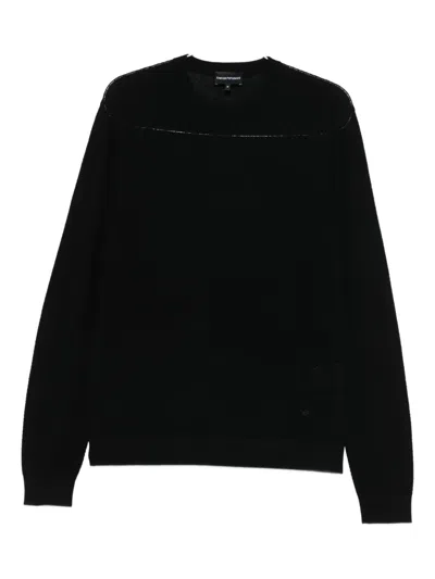 Emporio Armani Textured Crew-neck Sweater In Blue