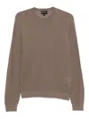 Emporio Armani Textured Crew-neck Sweater In Brown