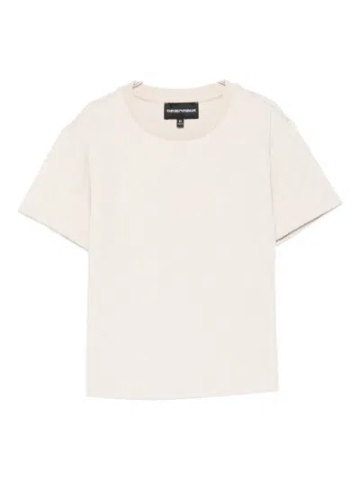 Emporio Armani Kids' Textured Crew-neck T-shirt In White