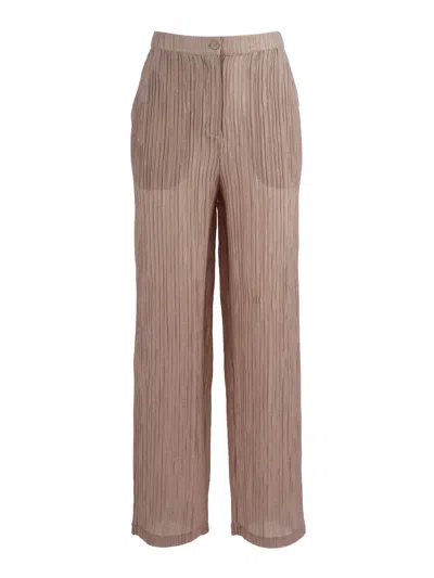 Emporio Armani Textured Crinkled Straight Leg Straight-leg Pants In Neutral