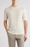 Emporio Armani Textured Dot Short Sleeve Crewneck Sweater In White