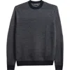 Emporio Armani Textured Dot Virgin Wool Crewneck Sweater In Black