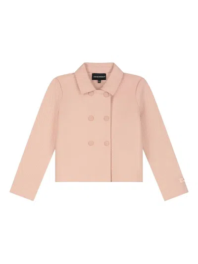 Emporio Armani Kids' Textured Double-breasted Jacket In Pink