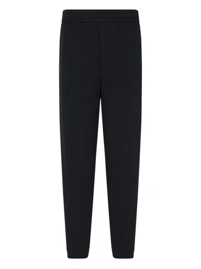 Emporio Armani Textured Drawstring Trousers In Black