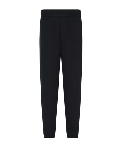 Emporio Armani Textured Drawstring Trousers In Blue