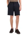 Emporio Armani Textured Elastic Waist Shorts In Navy Blue