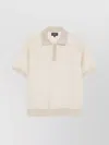 Emporio Armani Textured Fabric Polo With Ribbed Trim
