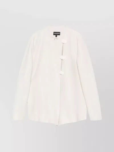 EMPORIO ARMANI TEXTURED FABRIC SINGLE-BREASTED JACKET WITH MANDARIN COLLAR