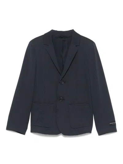 Emporio Armani Kids' Textured-finish Blazer In Blue