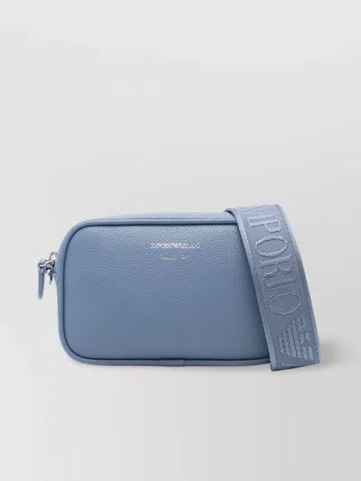 Emporio Armani Textured Finish Camera Bag With Adjustable Strap In Grey