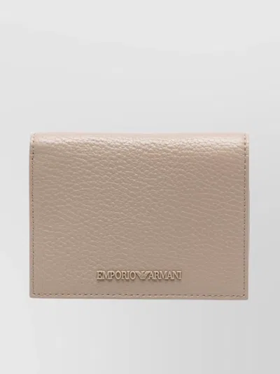 Emporio Armani Textured Finish Leather Wallet And Cardholder In Neutral