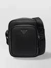 Emporio Armani Textured Finish Messenger Bag With Adjustable Strap In Black