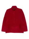 Emporio Armani Textured High-neck Jacket In Red