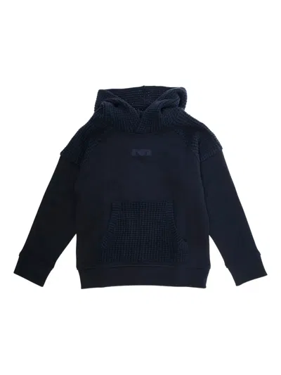 Emporio Armani Kids' Textured Hoodie In Blue