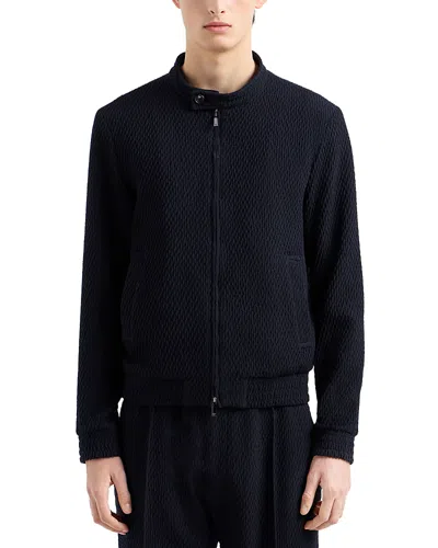 Emporio Armani Zip-up Blouson Jacket In Blue