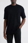 Emporio Armani Knit Jacquard Short Sleeve Sweater In Black
