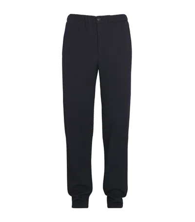 Emporio Armani Textured-knit Straight Trousers In Blue