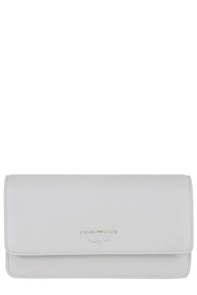 Emporio Armani Textured Leather Mini Bag In Gray