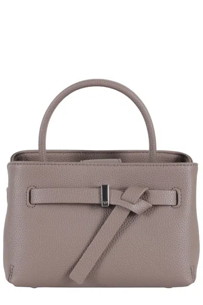 Emporio Armani Textured Leather Mini Shoulder Bag In Gray