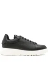 Emporio Armani Textured Leather Sneakers In Black
